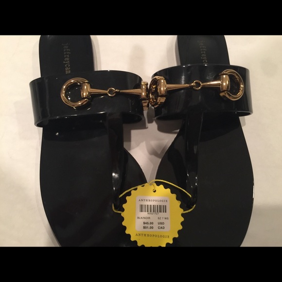 Jeffrey Campbell x Anthropologie 10M A Lil Bit Shiny Slip On Open Toe Flat Thong - Picture 5 of 5